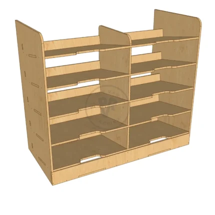 Angled Shelving for Packout Boxes