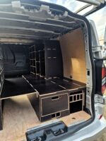 Raised floor and racking system for upright sheet storage by Ply Van Racking Ltd.