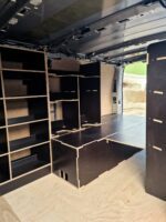 Raised floor and racking system for upright sheet storage by Ply Van Racking Ltd.