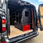 Compact van racking system with Armorgard vault by Ply Van Racking Ltd