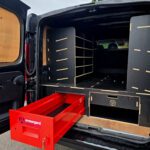 Raised floor with Euro Box racking and secure vault for Crew Cabs by Ply Van Racking Ltd